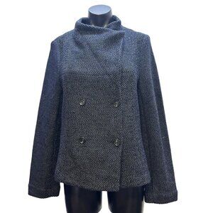 NWT Loft Black Cropped Double-Breasted Jacket L